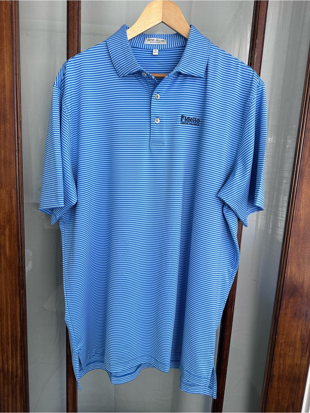 Peter Millar Summer Comfort Polo Shirt Mens XL Extra Large Blue Striped Golf